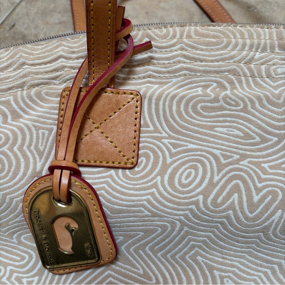 Canvas Tote Bag with Leather Trim - Beige - Picture 3 of 16